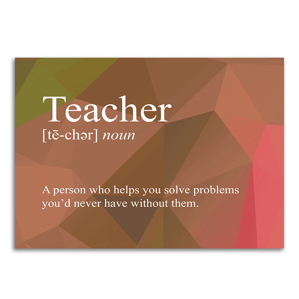Image of a vinyl sticker that is 3 inch on its longest side with text snarkily defining a teacher