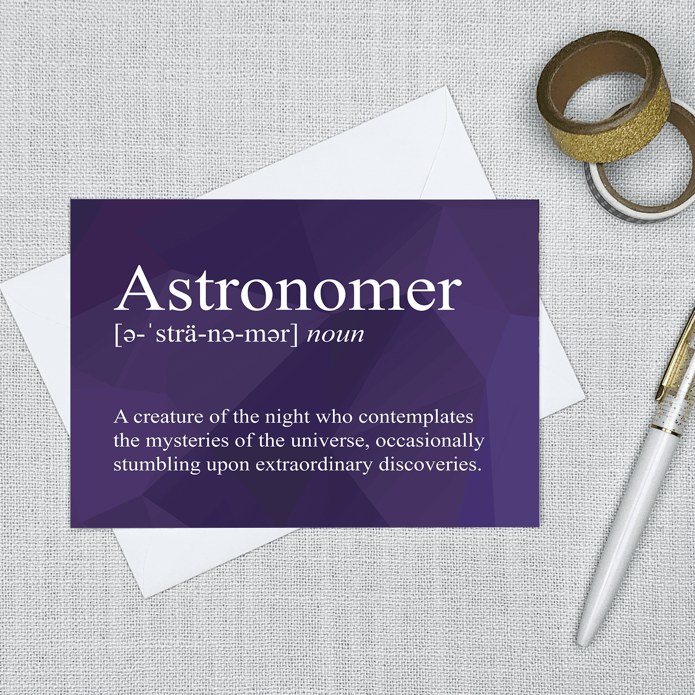 Image of a 4.13" x 5.83" greeting card with a snarky Astronomer Definition
