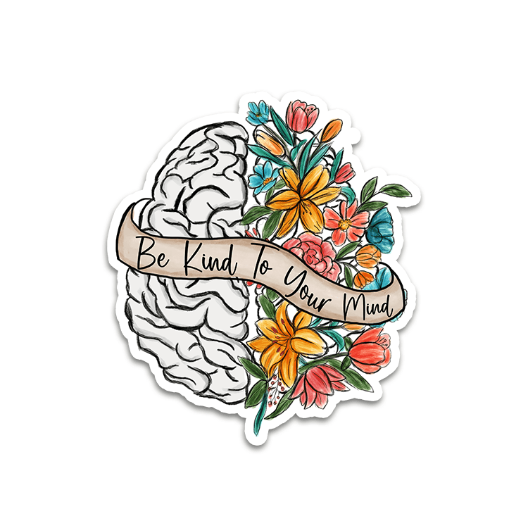 Image of a vinyl sticker that is 3 inch on its longest side with a psychology theme