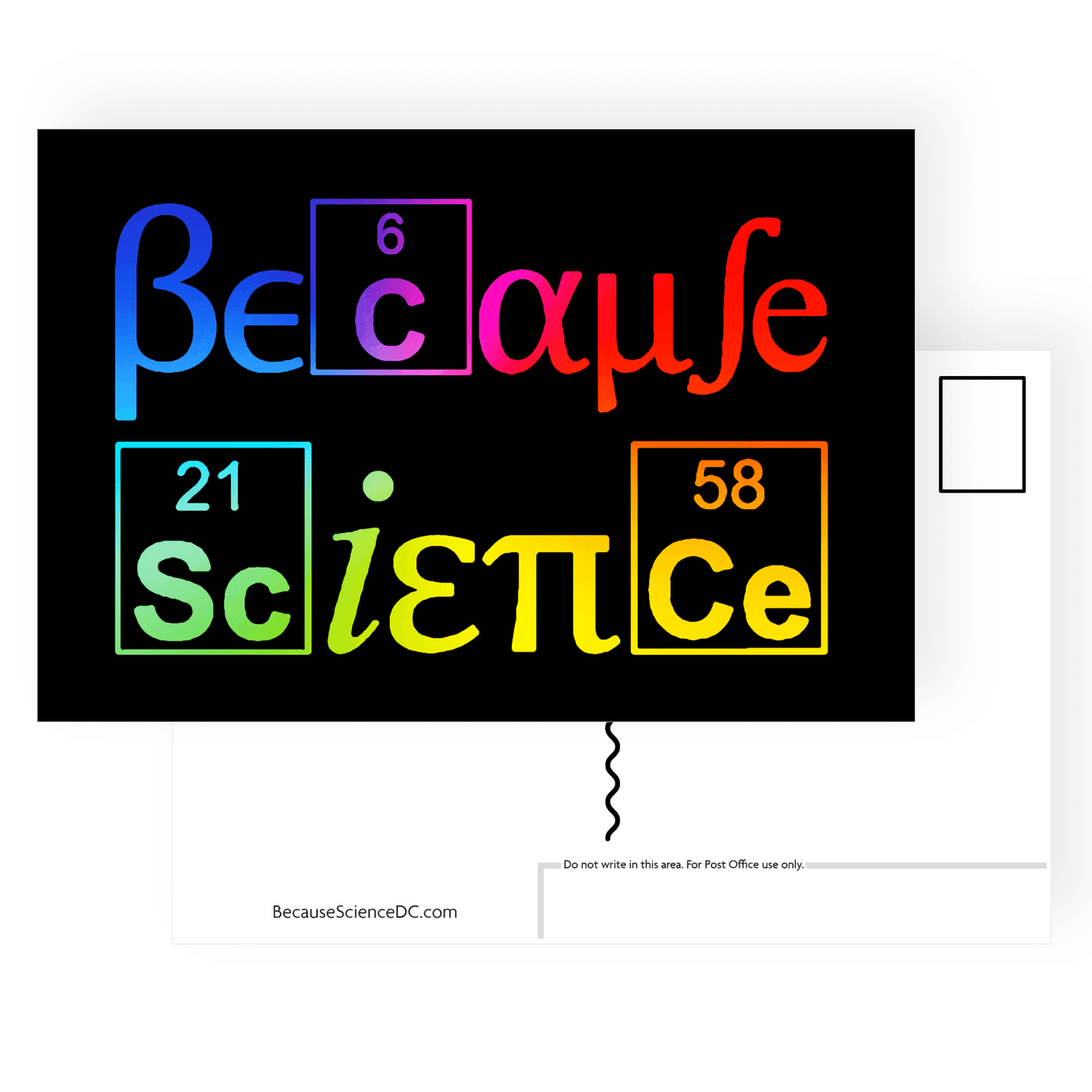 Image of a postcard with a science theme