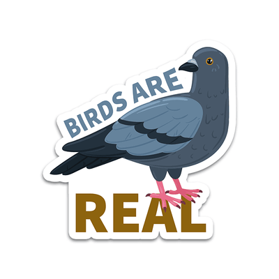 Image of a vinyl sticker that is 3 inch on its longest side with a bird theme