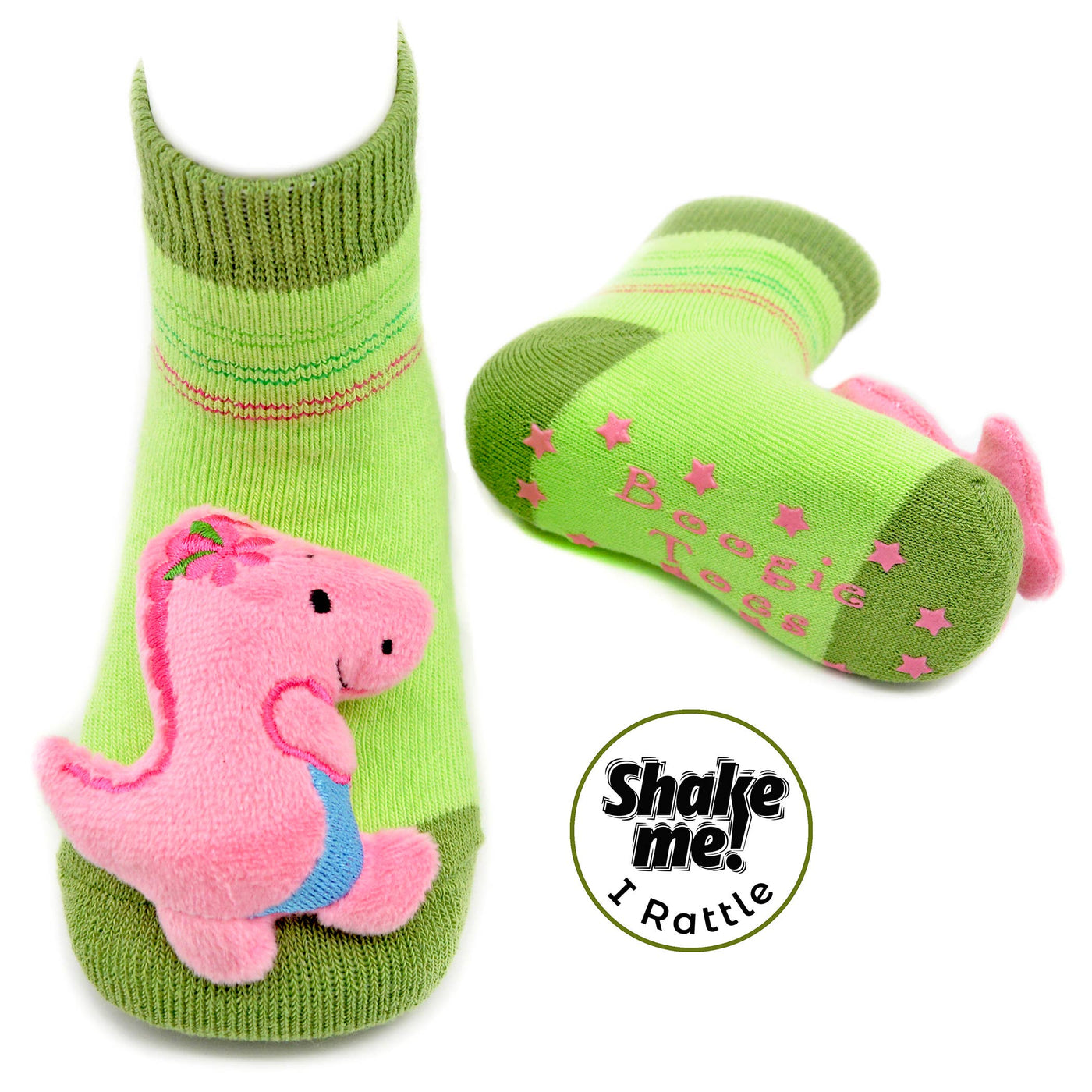 Pink T-Rex Rattle Socks: 0 - 1 Y