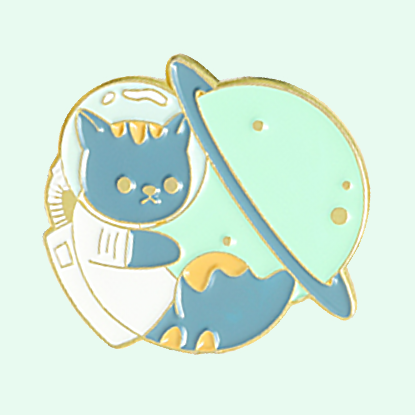 Cat with Planet Enamel Pin