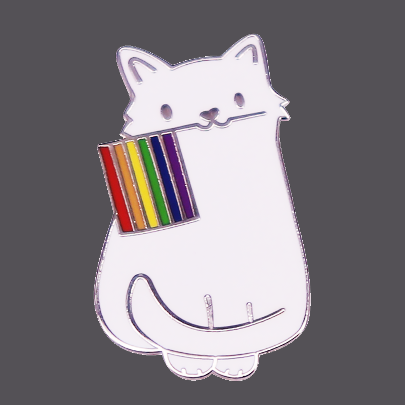 Cat with Pride Flag Enamel Pin