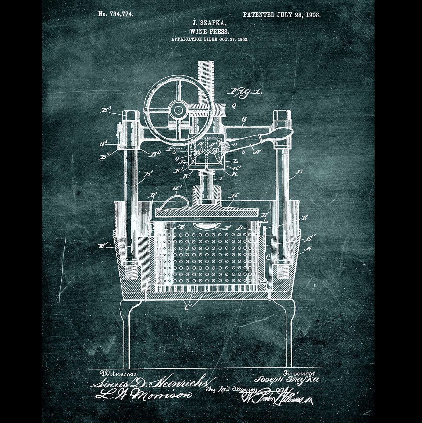 Original Winepress - Patent Art Print