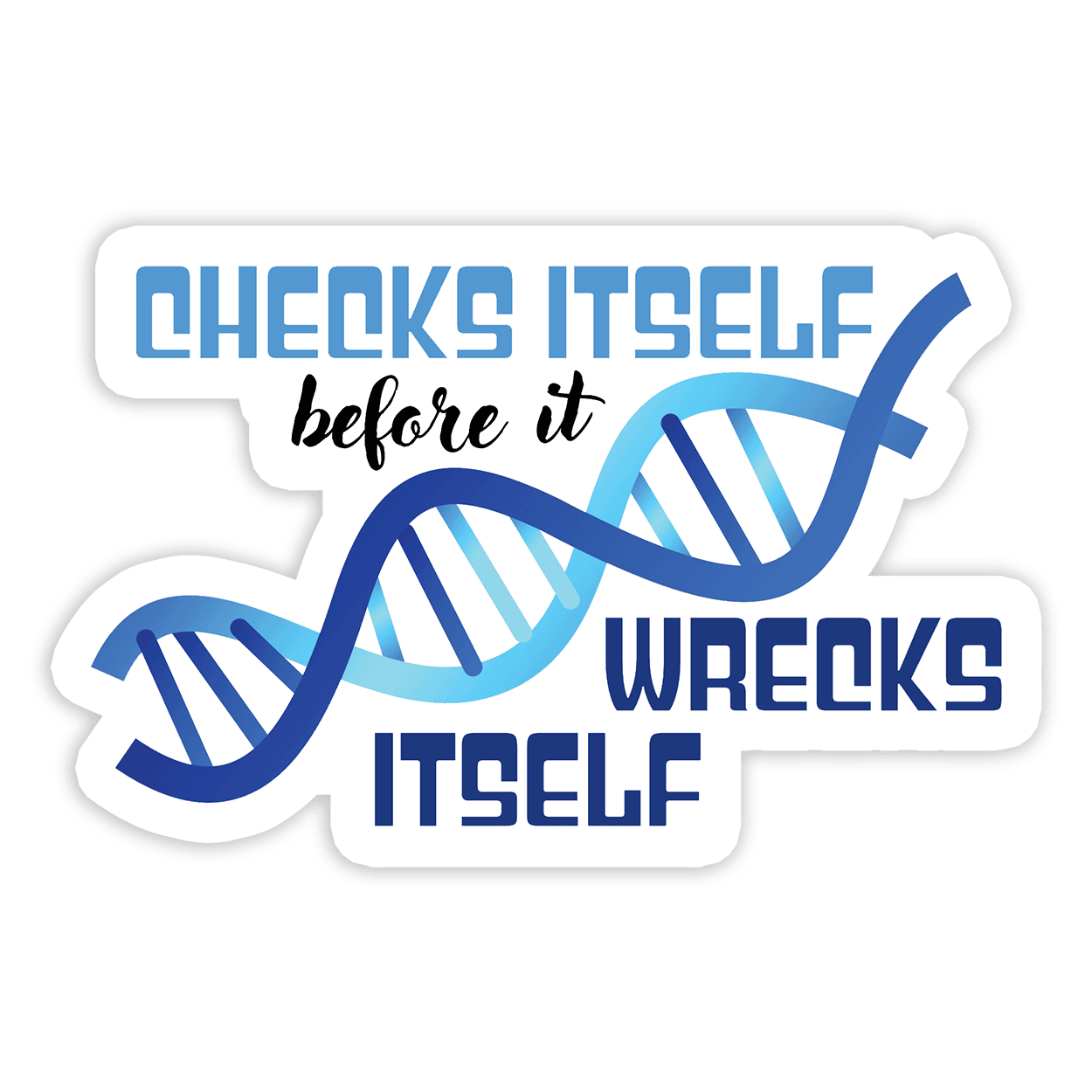 Image of a vinyl sticker that is 3 inch on its longest side with a biology theme