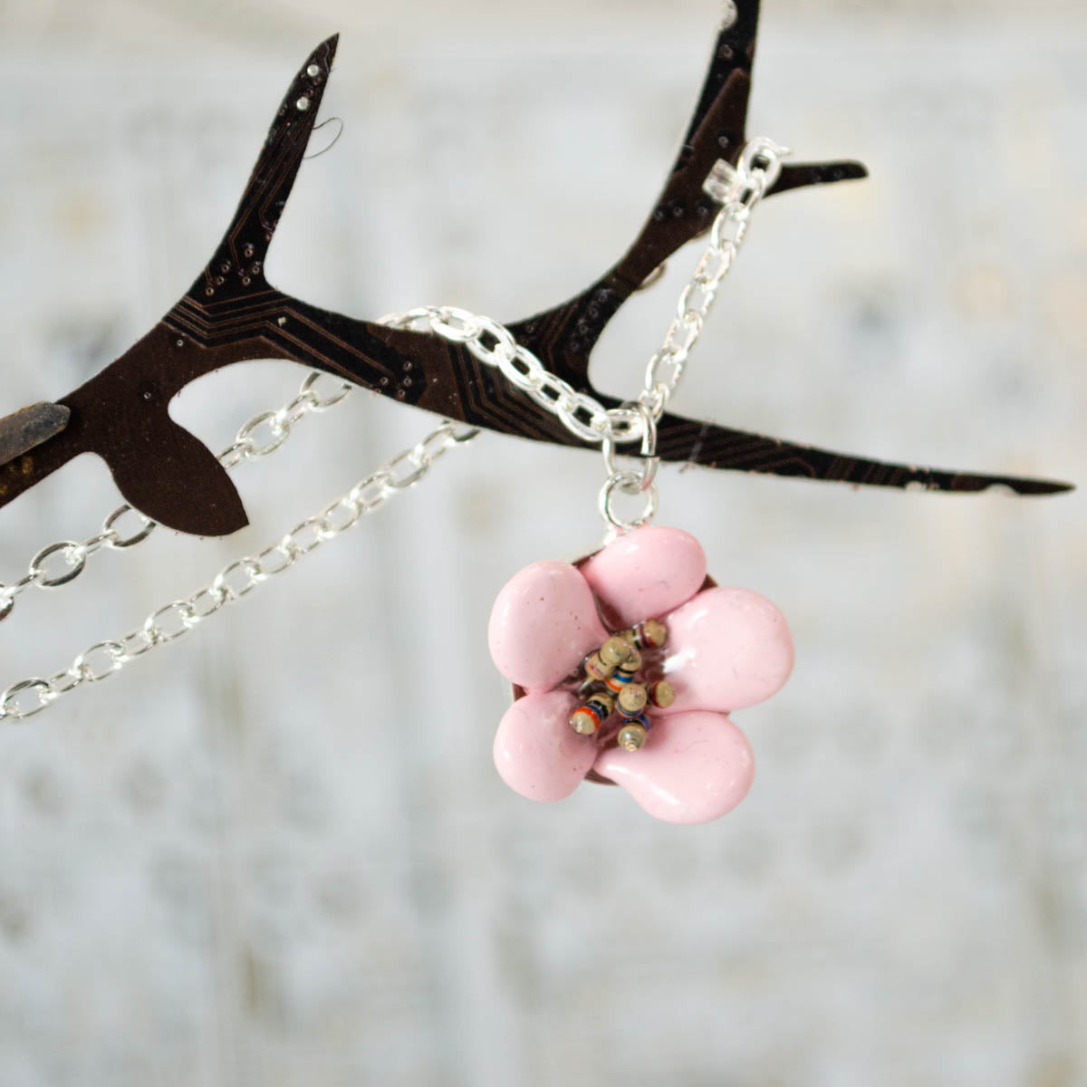 Cherry Blossom Capacitor Necklace