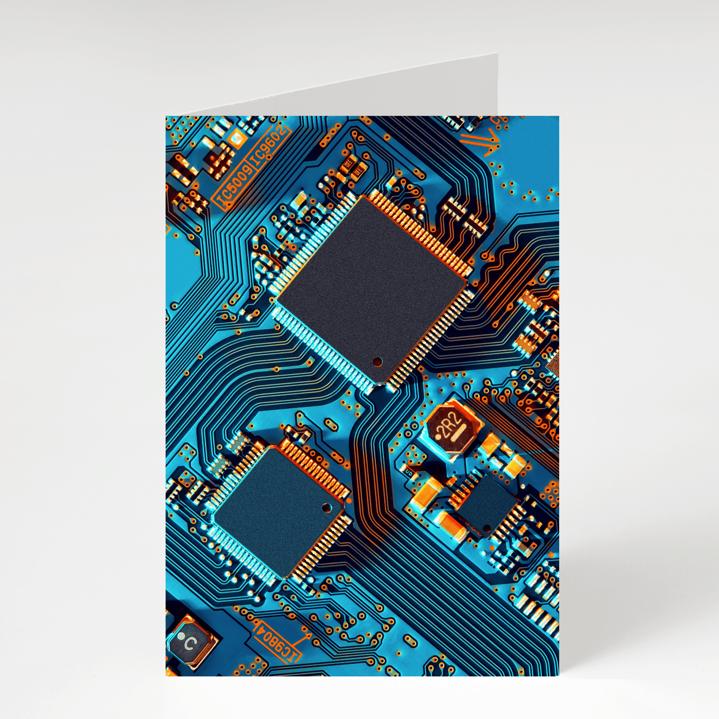 Blue Circuit Board - Blank Greeting Card