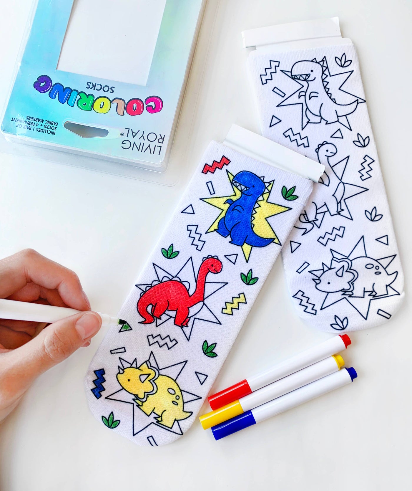 Dino Daze DIY Coloring Socks
