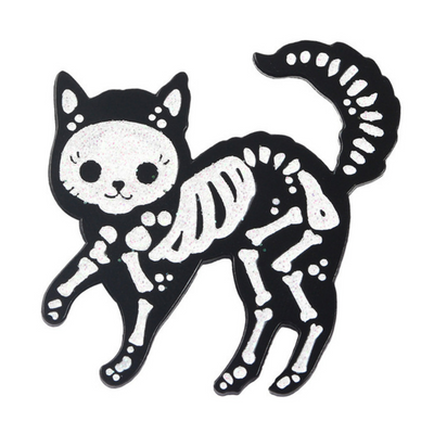 Cat Skeleton Enamel Pin
