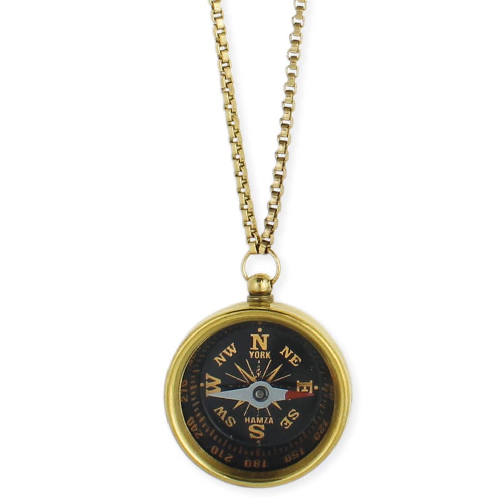 Gold Compass Long Necklace