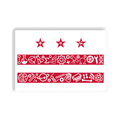 2x3 colorful magnet with image of the DC flag made from science symbols