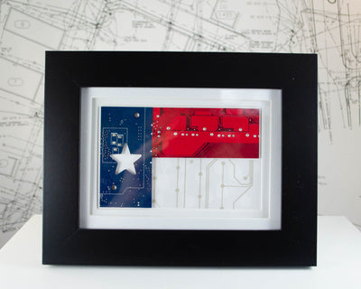 custom texas flag framed art made from recycled computer motherboards and keyboard circuit boards