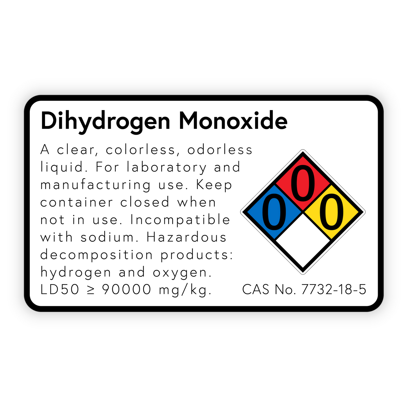 Dihydrogen Monoxide - Vinyl Sticker