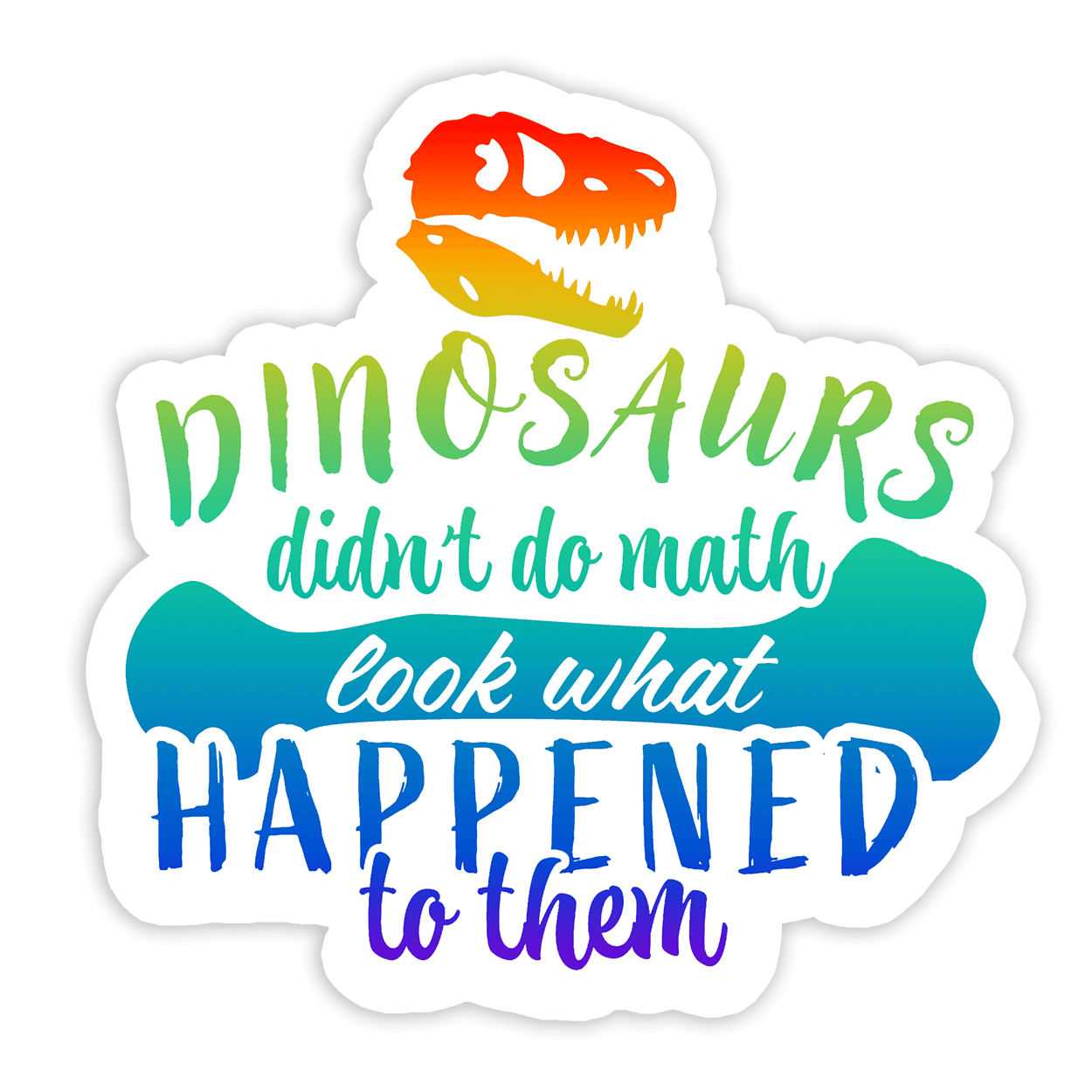 Image of a vinyl sticker that is 3 inch on its longest side with a math and dinosuaur theme