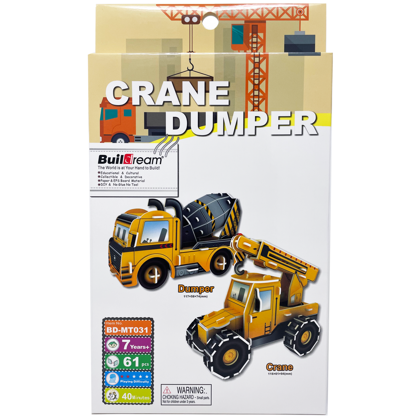 Crane & Dumper Truck - 3D Puzzle