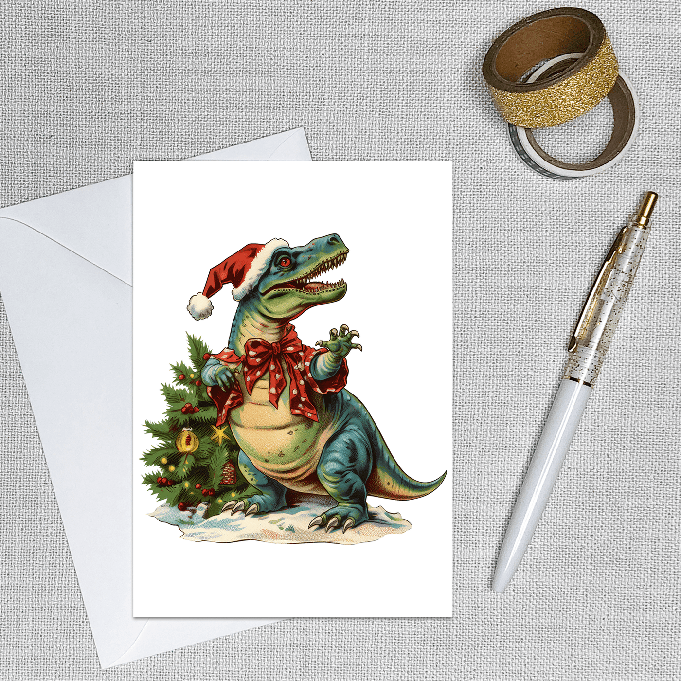 Image of a 4.13" x 5.83" greeting card with a winter holiday theme