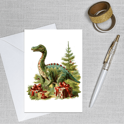 Image of a 4.13" x 5.83" greeting card with a winter holiday theme