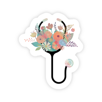Floral Stethoscope - Vinyl Sticker