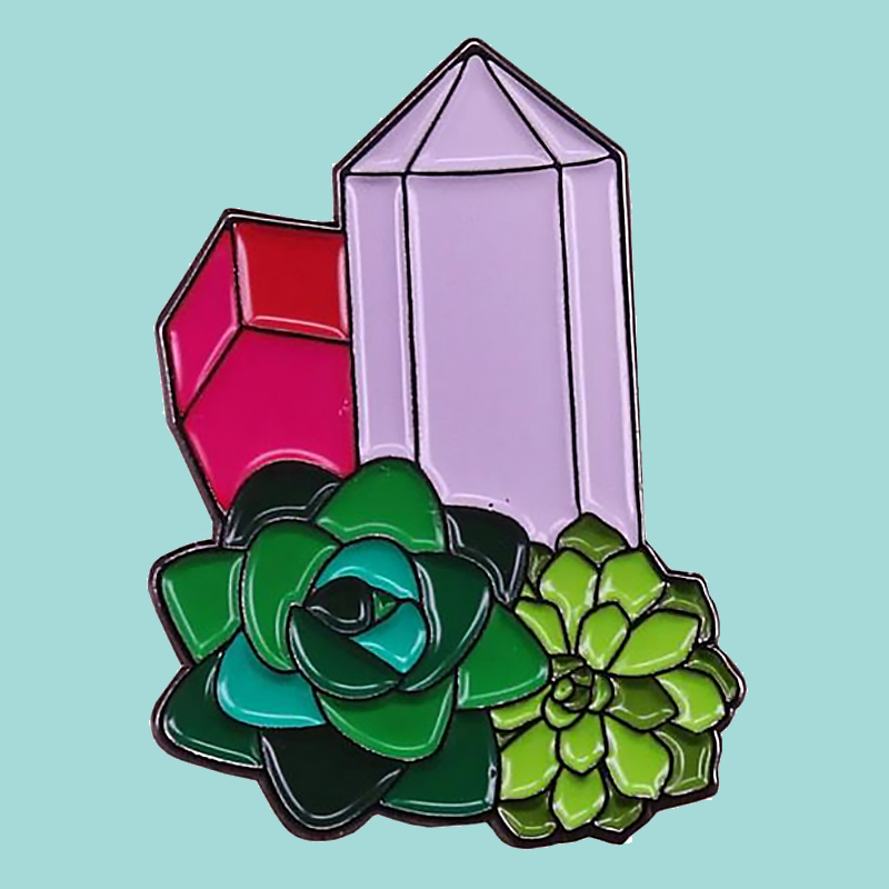 Succulents + Gemstones Pin