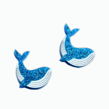 Humpback Whale Glitter Post Earrings
