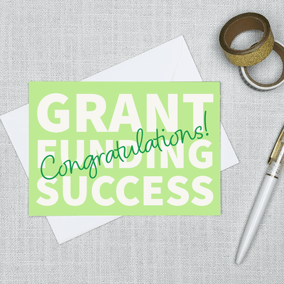 Image of a 4.13" x 5.83" greeting card with a congratulatory theme 