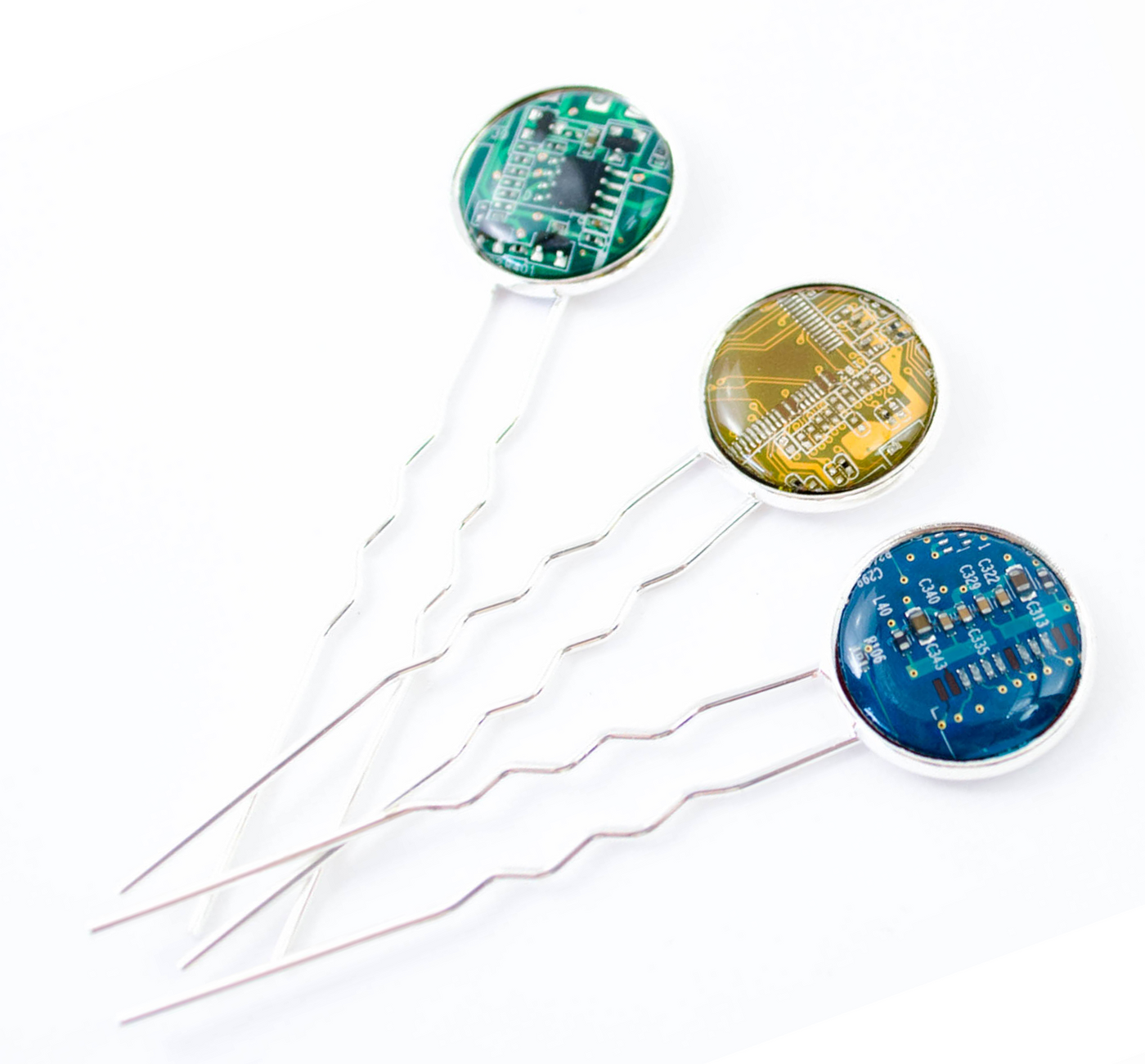 Circuit Board Hair Pins - Geeky Hair Accessory