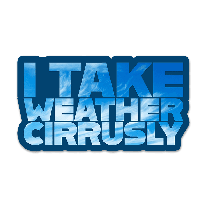 Image of a vinyl sticker that is 3 inch on its longest side with a Meteorology theme
