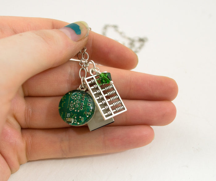 Circuit Board Necklace - USB Flash Drive Charm Necklace