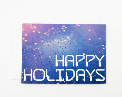 blue happy holidays greeting card