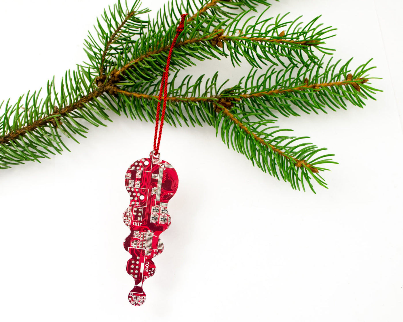 red circuit broad Christmas tree ornament