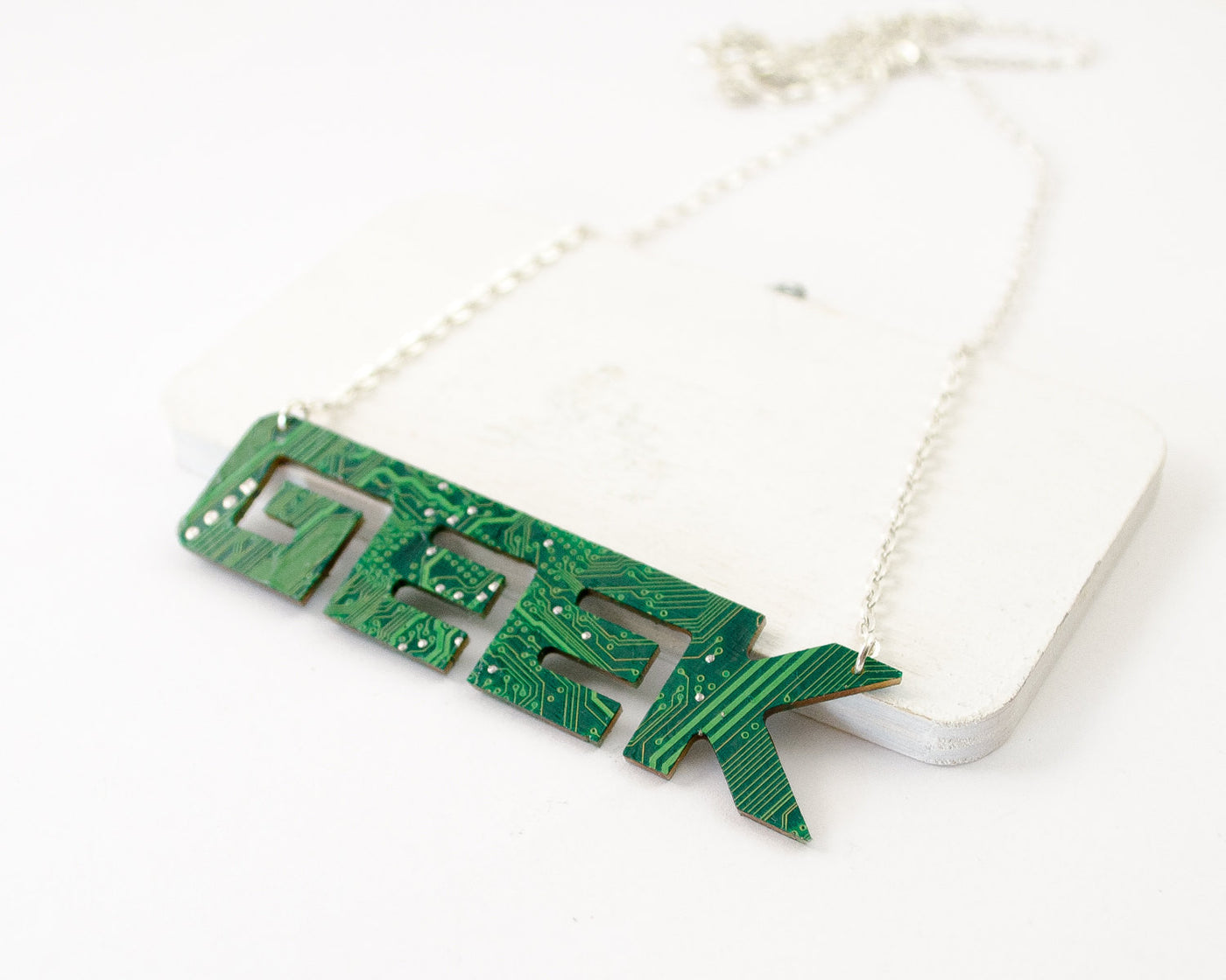 geek word circuit board necklace