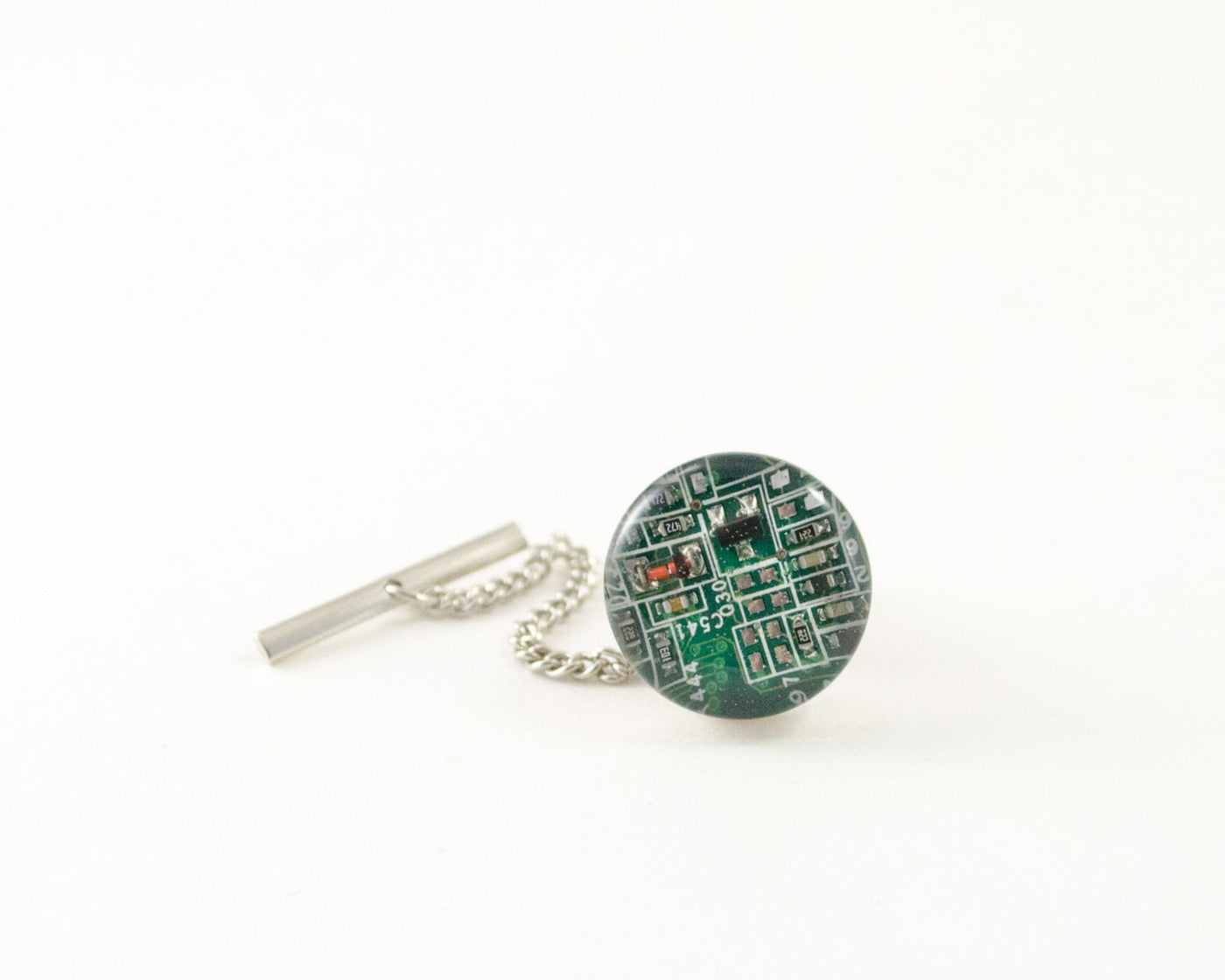 Green Circuit Board Tie Tack, Nerdy Computer Jewelry, Circuit Board Jewelry, Tech Gift, Upcycled, Wearable Technology, Fathers Day Gift