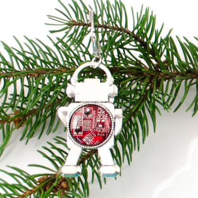 red circuit board robot christmas ornament