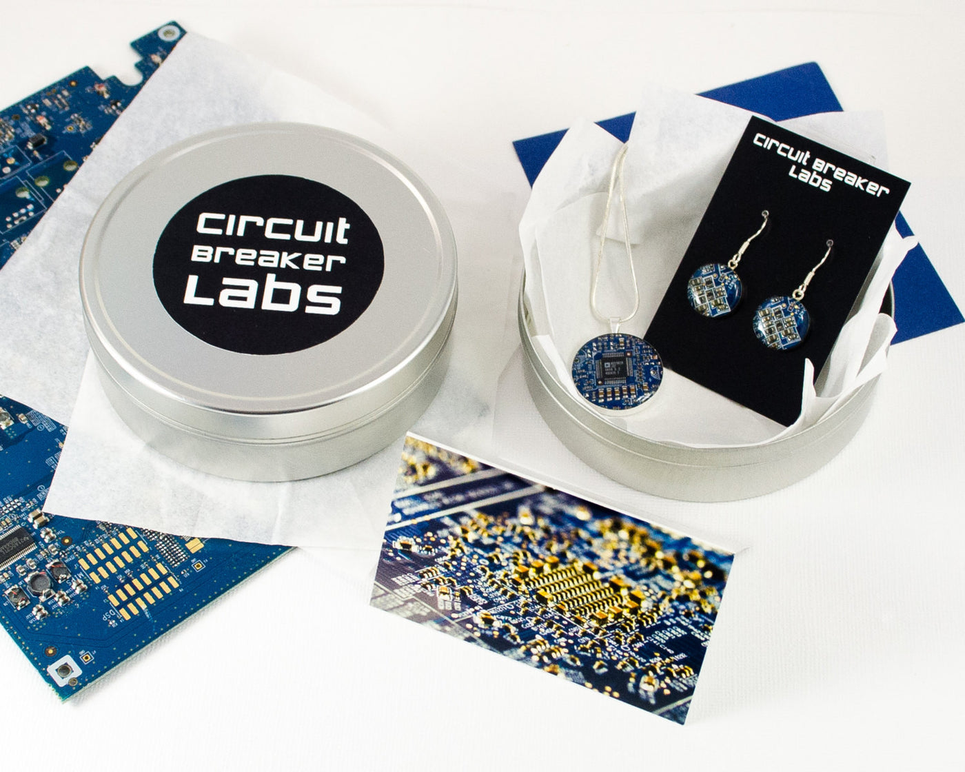 Circuit Board Gift Set - Retractable Badge Holder, Cufflinks, and Tie Bar