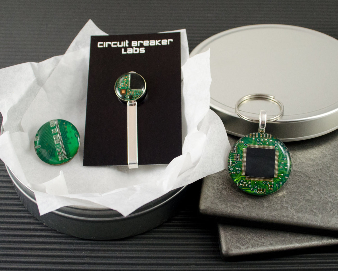 green circuit board gift set