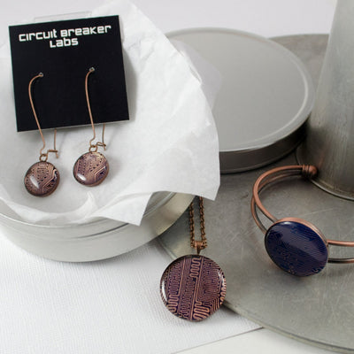 copper circuit board jewelry set