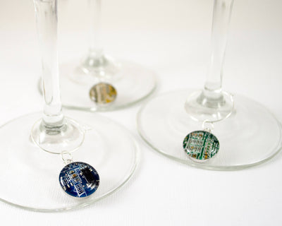 Circuit Board Wine Glass Charms Set