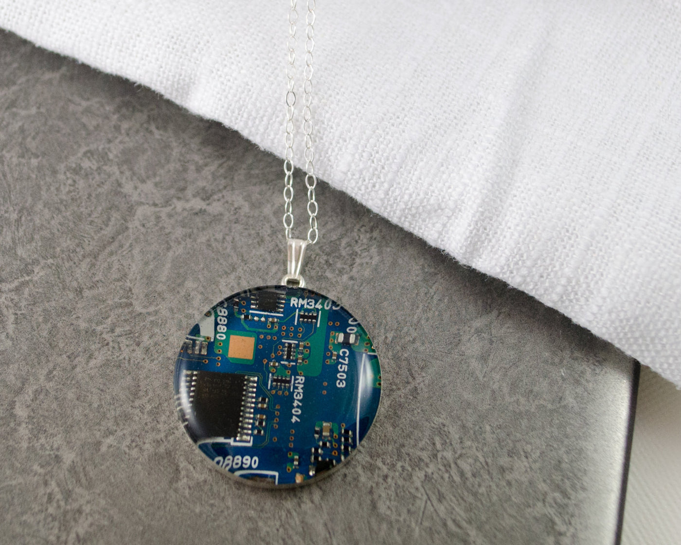 Circuit Board Necklace - Large Sterling Silver Necklace