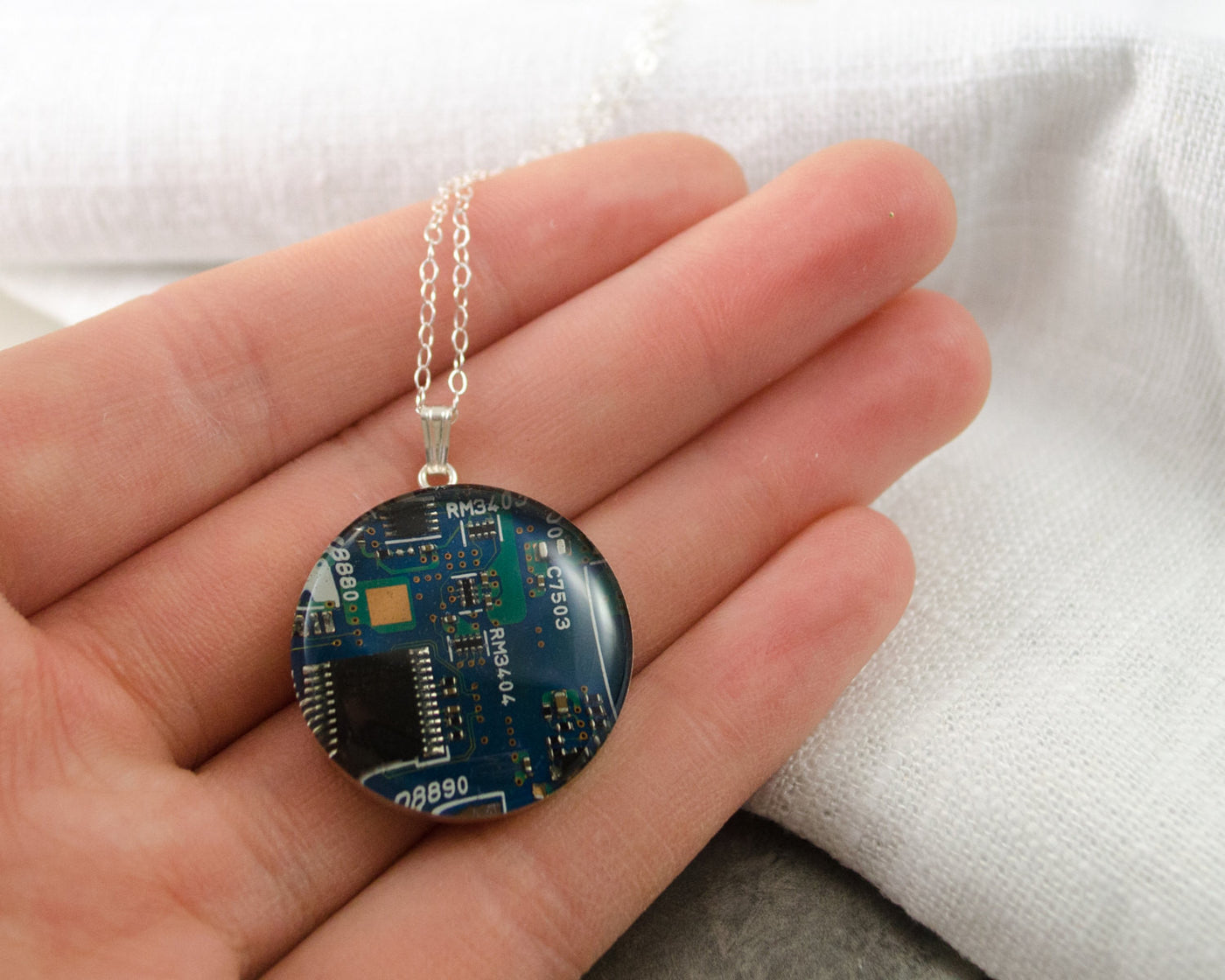 Circuit Board Necklace - Large Sterling Silver Necklace