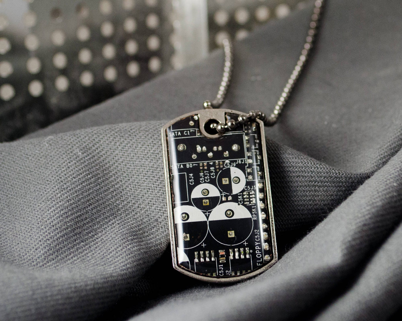 Circuit Board Dog Tag Necklace, Wearable Technology Gift, Upcycled Computer Jewelry, Computer Programmer, Geek Gift, Techie Necklace