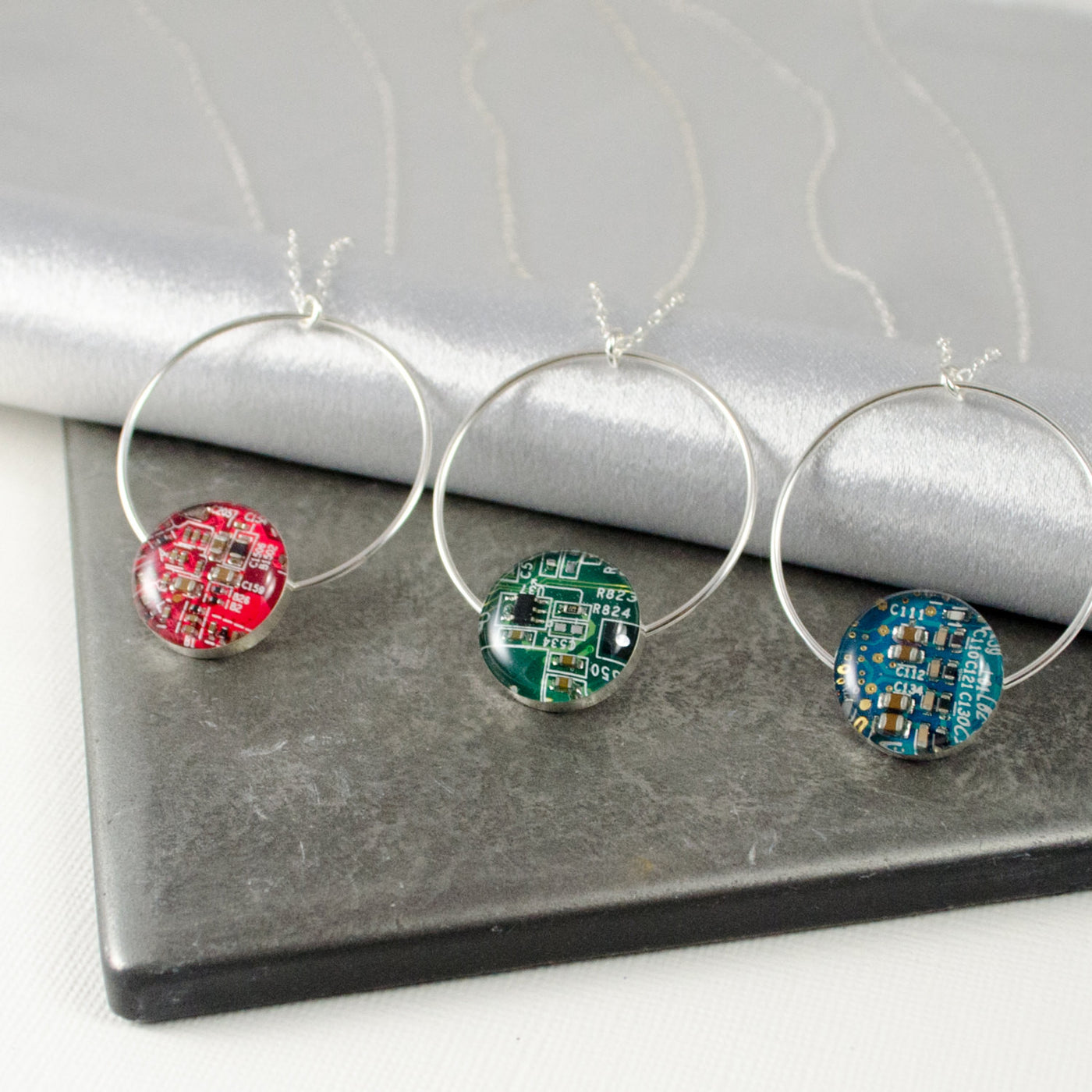 Circuit Board Gift Set - Sterling Silver Necklace and Earrings