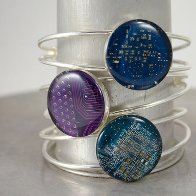 Circuit Board Jewelry Gift Set, Colorful Computer Necklace, Motherboard Bangle Bracelet, Dangle Earrings, Engineer Gift, Wearable Technology