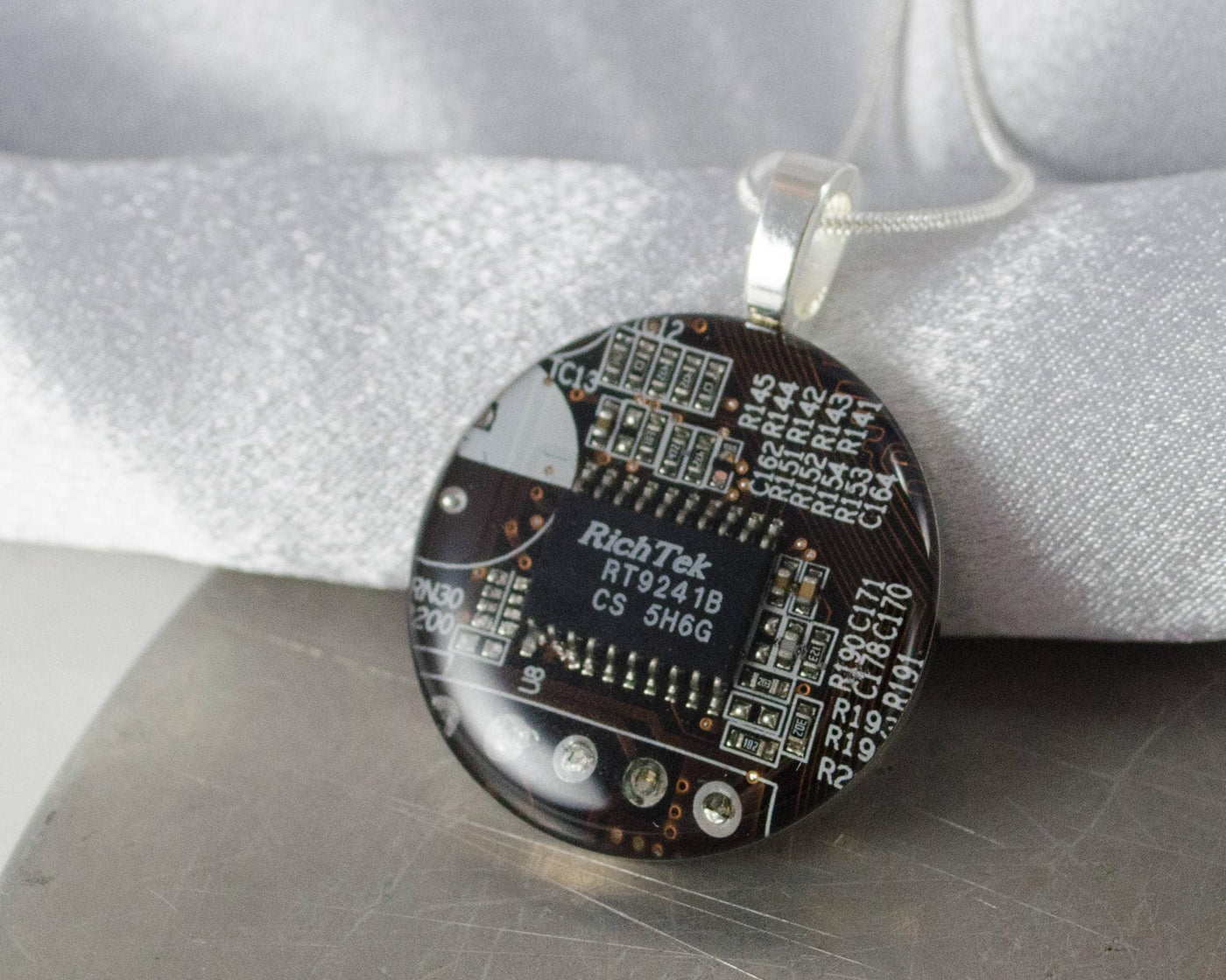Circuit Board Necklace LARGE Brown, Circuit Board Jewelry, Wearable Technology, Electrical Engineer Gift, Computer Programmer, Upcycled