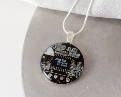 Circuit Board Necklace LARGE Brown, Circuit Board Jewelry, Wearable Technology, Electrical Engineer Gift, Computer Programmer, Upcycled