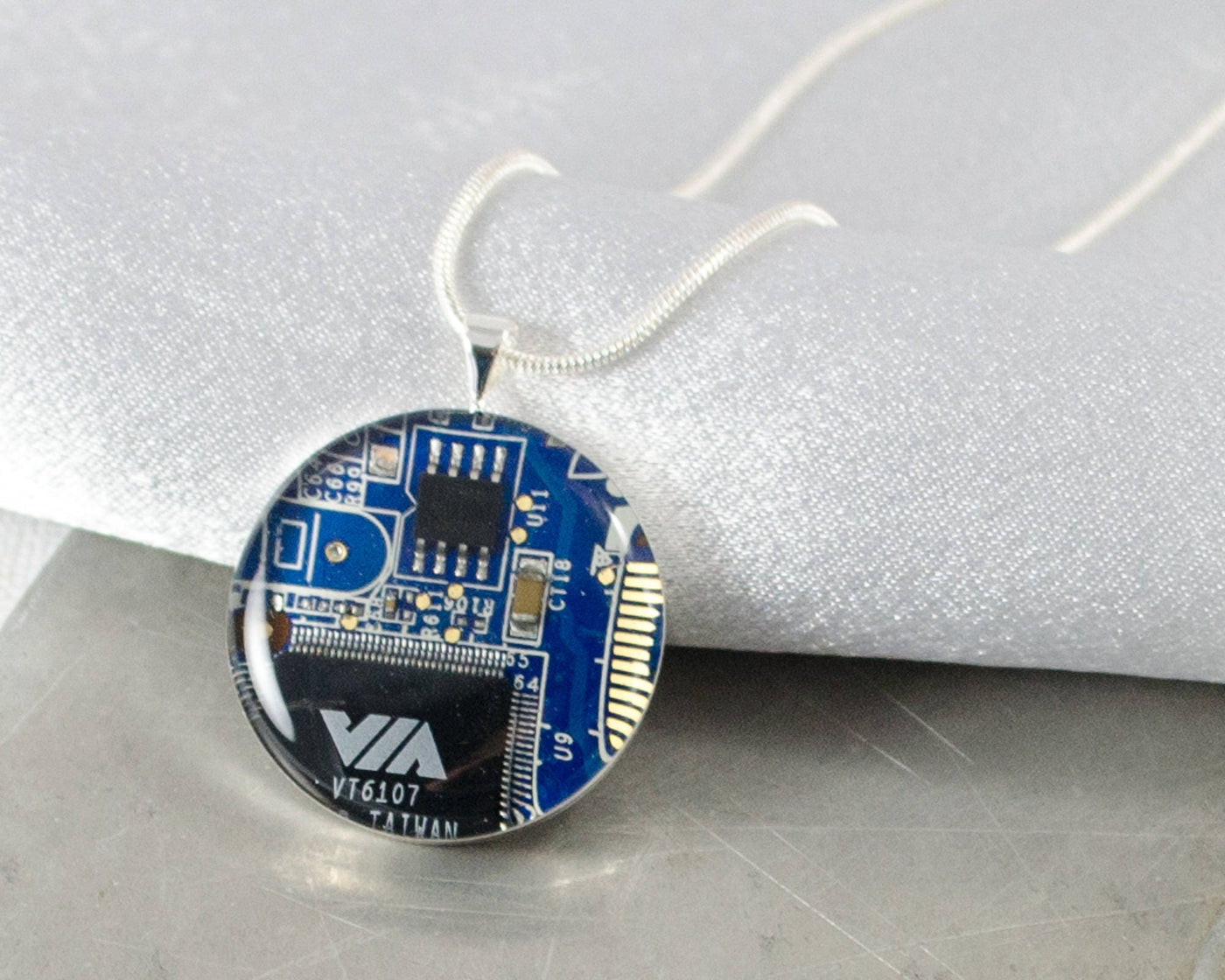 Circuit Board Necklace Blue, Upcycled Jewelry, Motherboard Necklace, Geeky Gift for Her, Circuit Board Jewelry, Engineer Gifts, Geekery