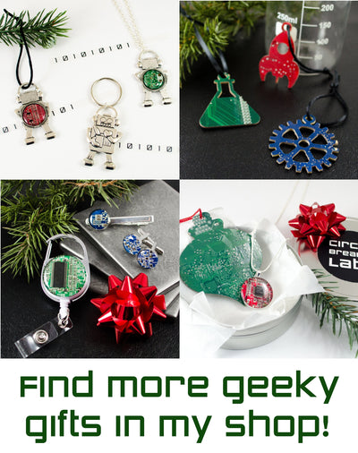 Cat Circuit Board Ornament, Geeky Kitty Ornament, Cute Christmas Ornaments, Techie Stocking Stuffer, Christmas Tree Decor