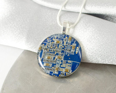CHOOSE COLOR Circuit Board Necklace LARGE, Recycled Motherboard Jewelry, Wearable Technology, Computer Gift, Computer Programmer, Upcycled