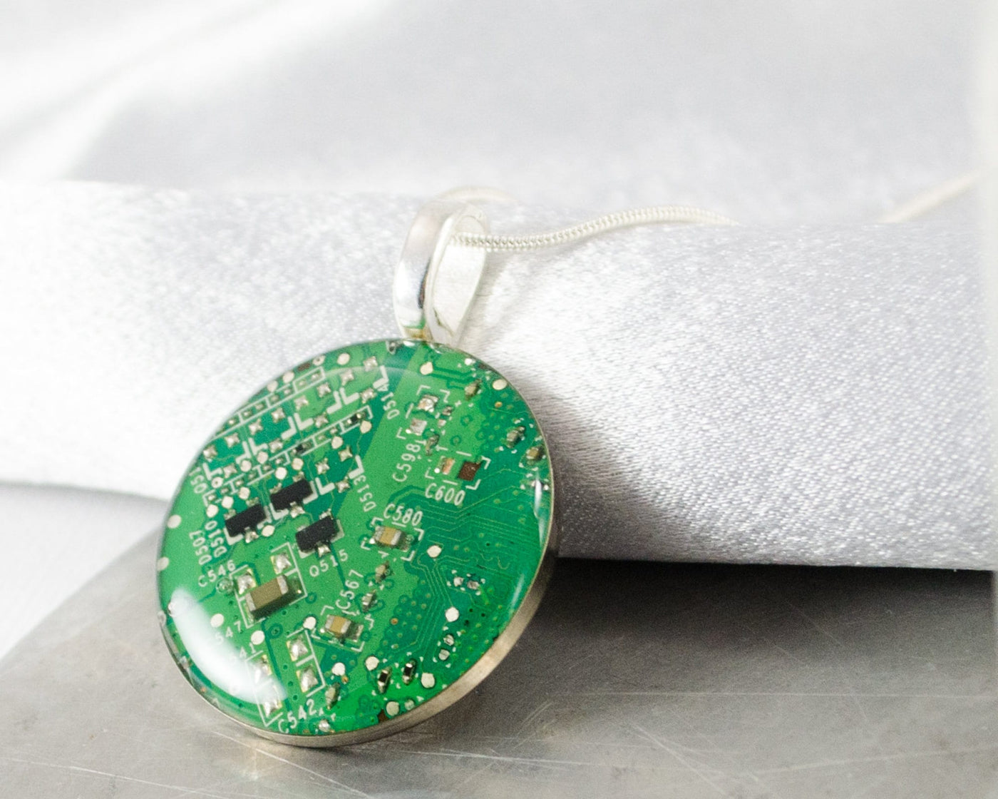 Circuit Board Necklace LARGE Green, Recycled Motherboard Jewelry, Wearable Technology, Computer Gift, Computer Programmer, Upcycled Geekery