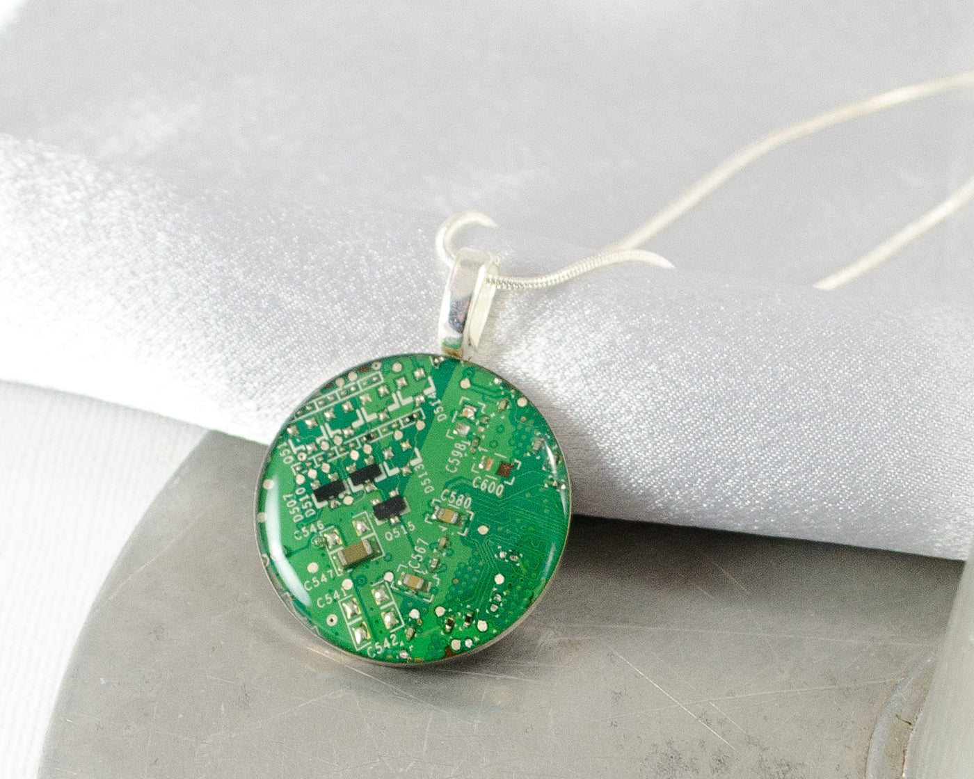 Circuit Board Necklace LARGE Green, Recycled Motherboard Jewelry, Wearable Technology, Computer Gift, Computer Programmer, Upcycled Geekery